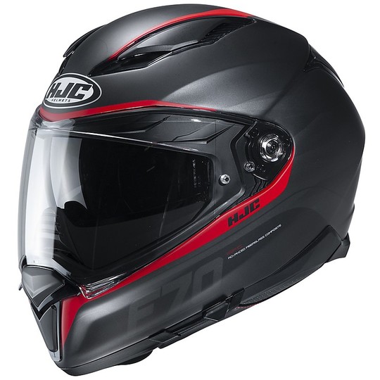 Full Face Helmet With Fiberglass Double Visor HJC F70 FERON MC1SF Black Red Matt
