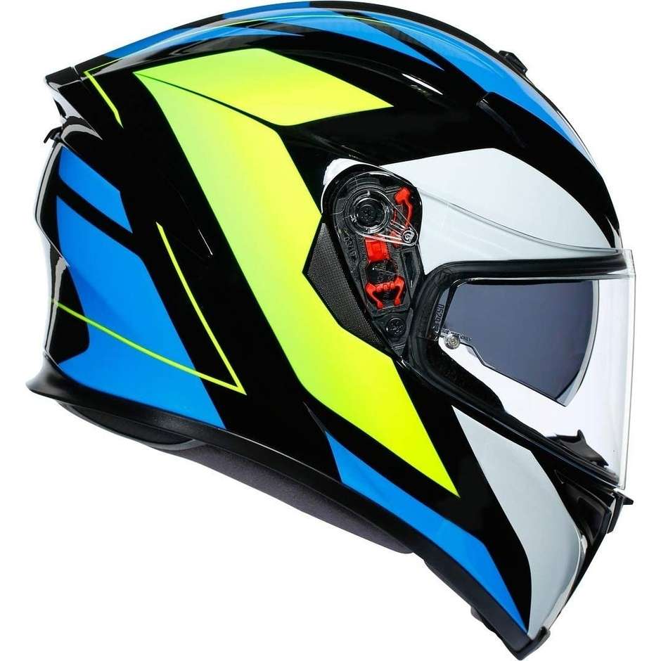 Full Face Motorcycle Helmet AGV K5 S Multi CORE Black Light Blue Yellow Fluo