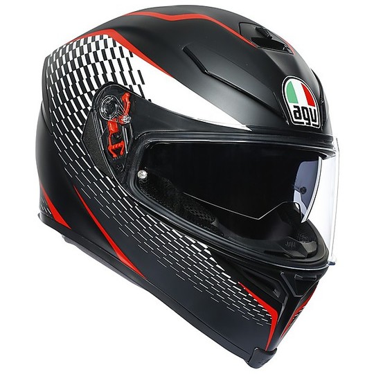 Full Face Motorcycle Helmet AGV K5 S Multi THUNDER Black White Red Matt