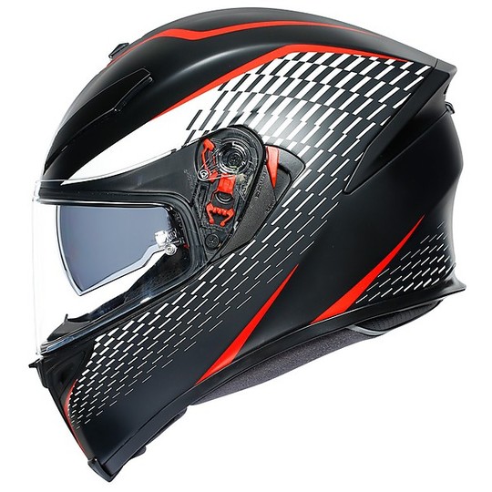 Full Face Motorcycle Helmet AGV K5 S Multi THUNDER Black White Red Matt