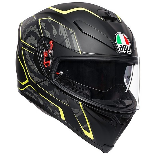 Full Face Motorcycle Helmet AGV K5 S Multi TORNADO Black Yellow Fluo