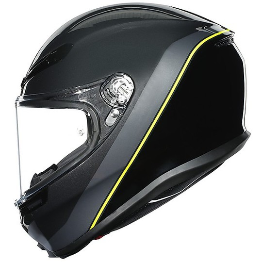 Full Face Motorcycle Helmet AGV K6 Multi MINIMAL Black Gunmetal Yellow Fluo