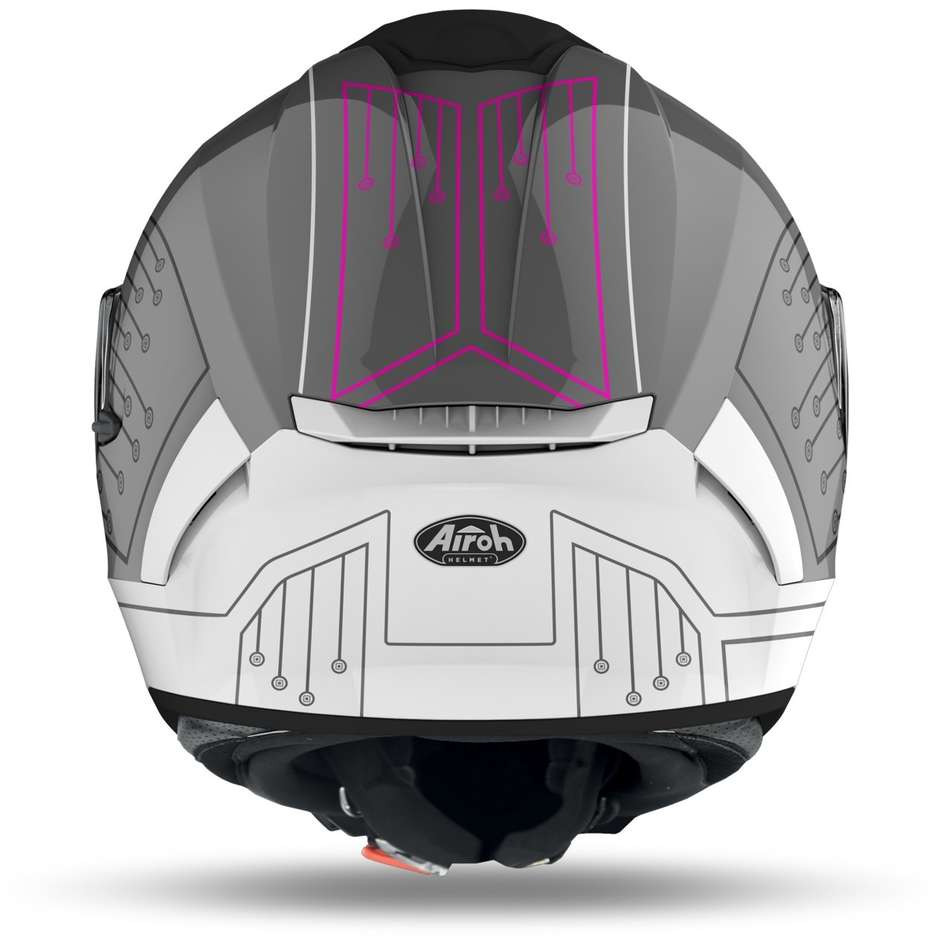Full Face Motorcycle Helmet Double Visor Airoh SPARK Cyrcuit Gray Pink Glossy