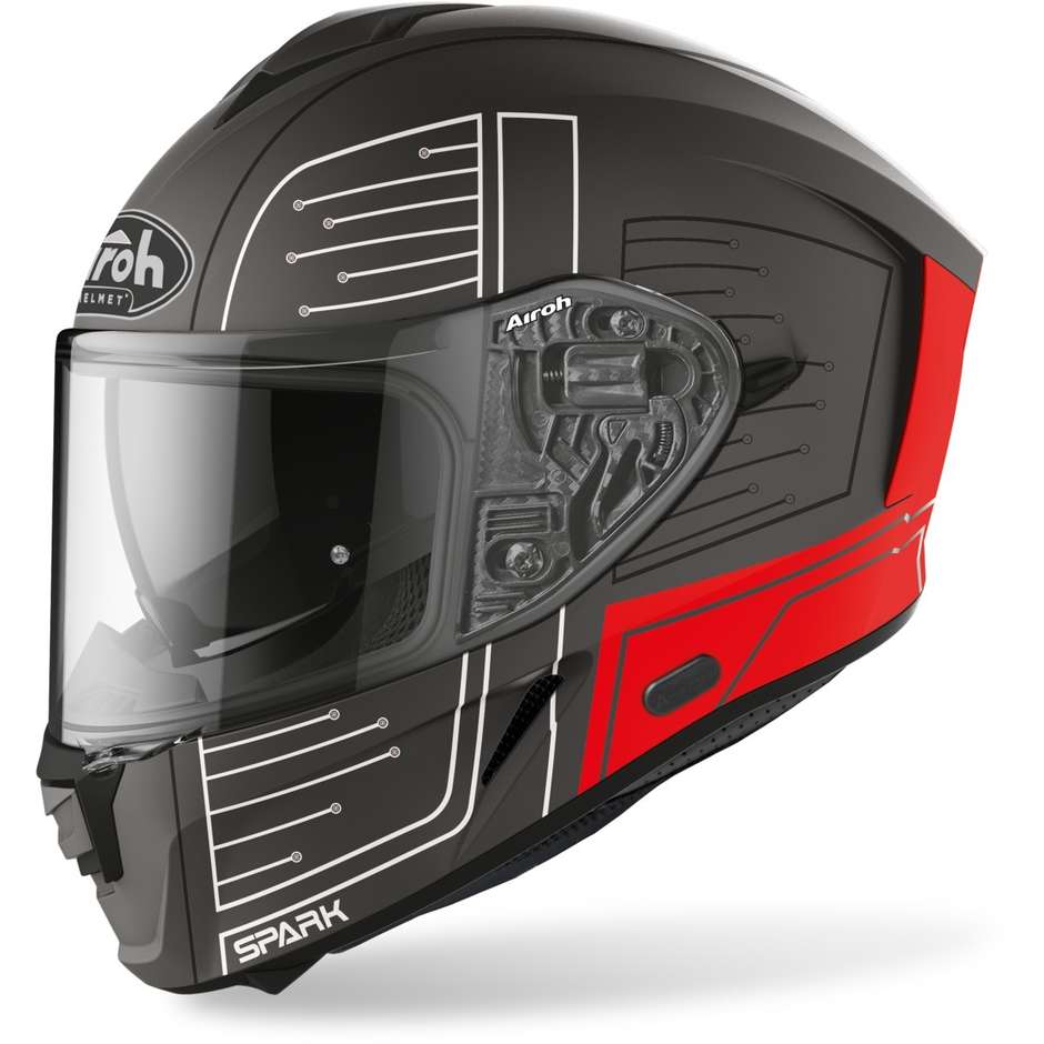 Full Face Motorcycle Helmet Double Visor Airoh SPARK Cyrcuit Matt Red