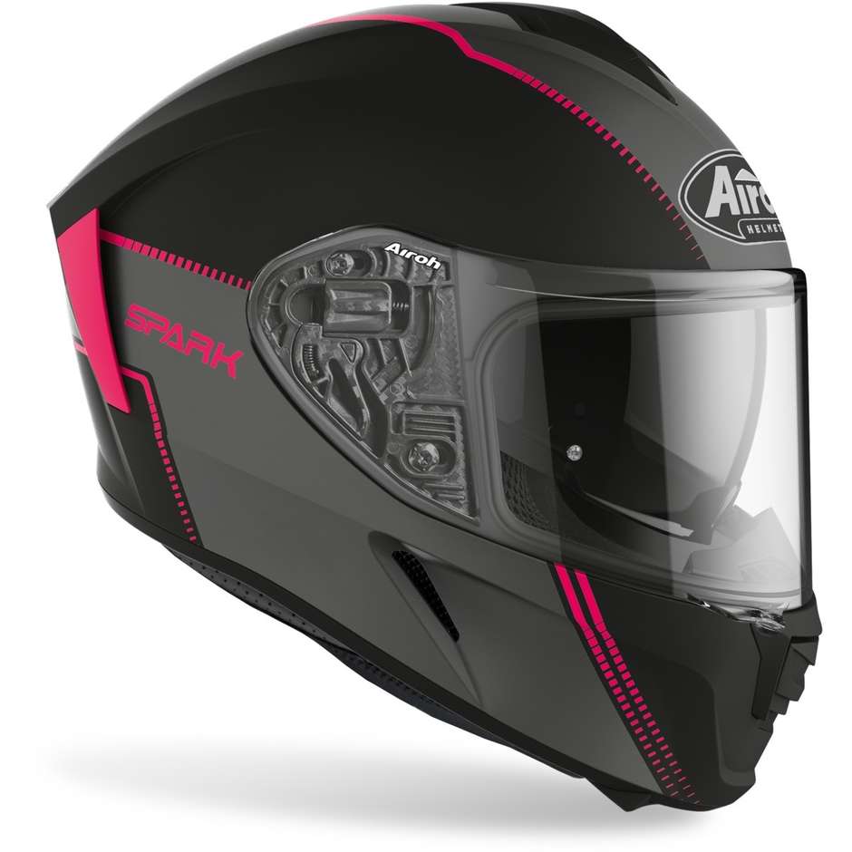 Full Face Motorcycle Helmet Double Visor Airoh SPARK Flow Opaque Pink