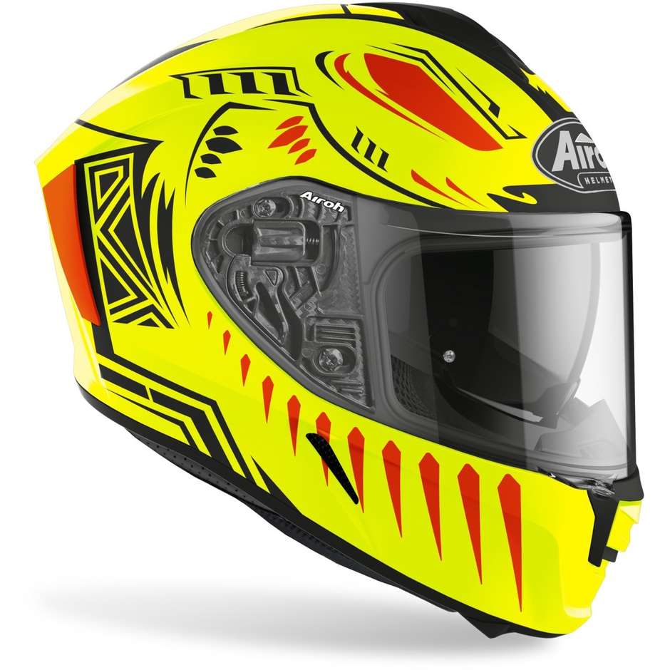 Full Face Motorcycle Helmet Double Visor Airoh SPARK Vibe Yellow Fluo Opaque