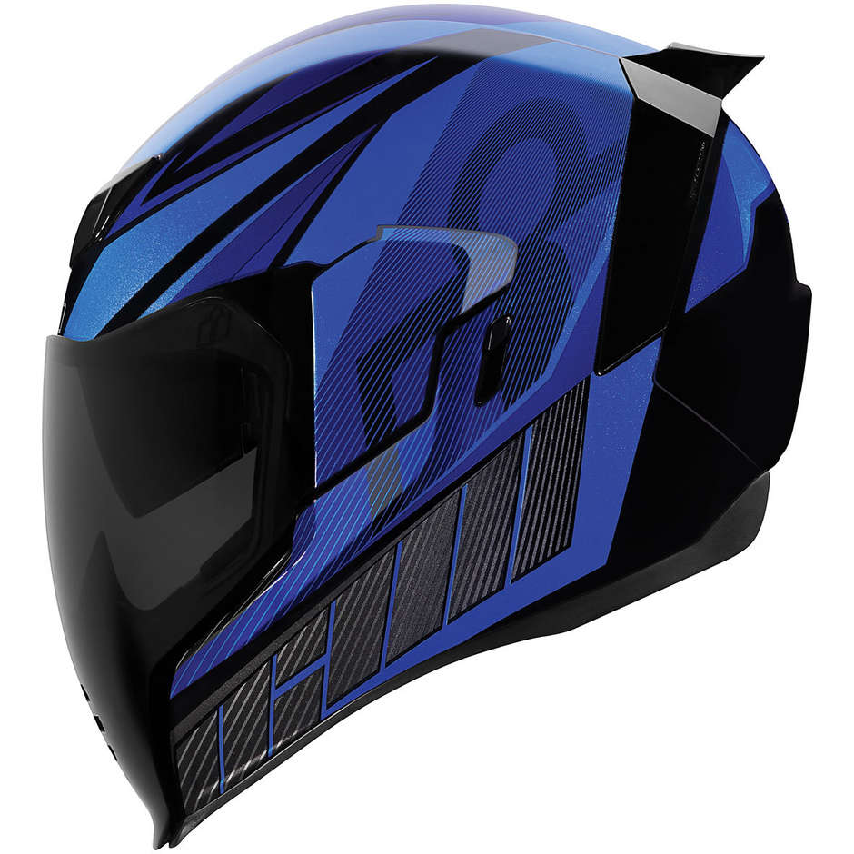 Full Face Motorcycle Helmet Double Visor Icon AIRFLITE QB1 Blue