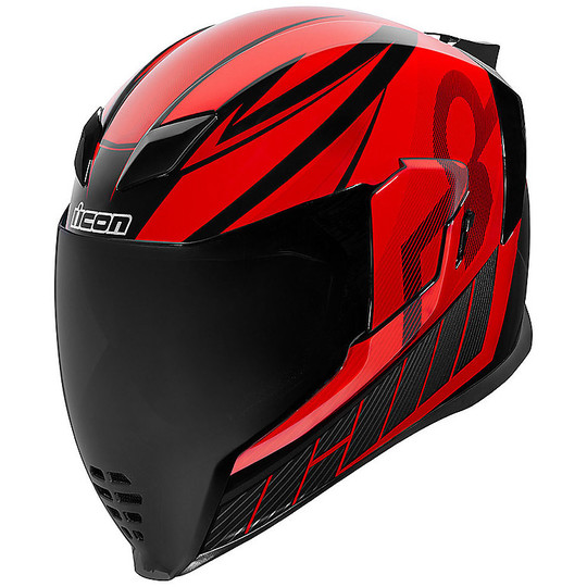 Full Face Motorcycle Helmet Double Visor Icon AIRFLITE QB1 Red