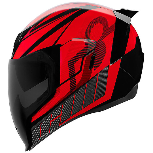 Full Face Motorcycle Helmet Double Visor Icon AIRFLITE QB1 Red