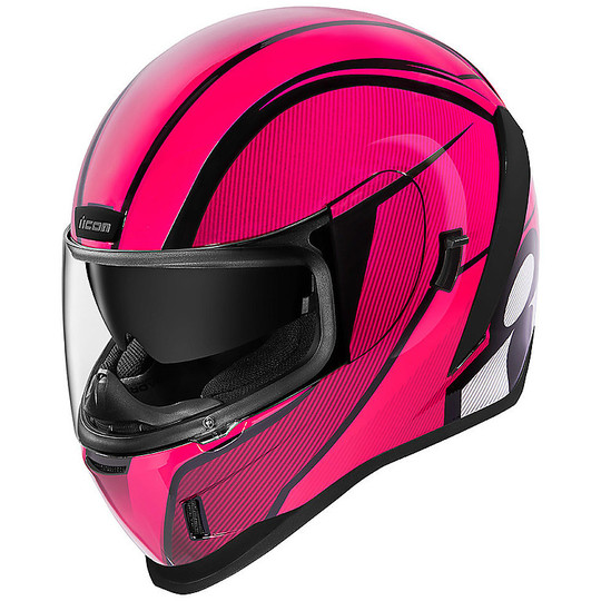 Full Face Motorcycle Helmet Double Visor Icon AIRFORM Conflux Pink