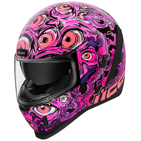 Full Face Motorcycle Helmet Double Visor Icon AIRFORM Innkeeper Pink