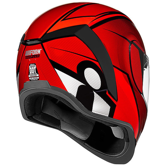 Full Face Motorcycle Helmet Double Visor Icon AIRFORM Red Conflux