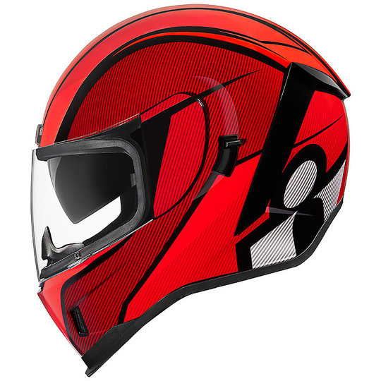 Full Face Motorcycle Helmet Double Visor Icon AIRFORM Red Conflux