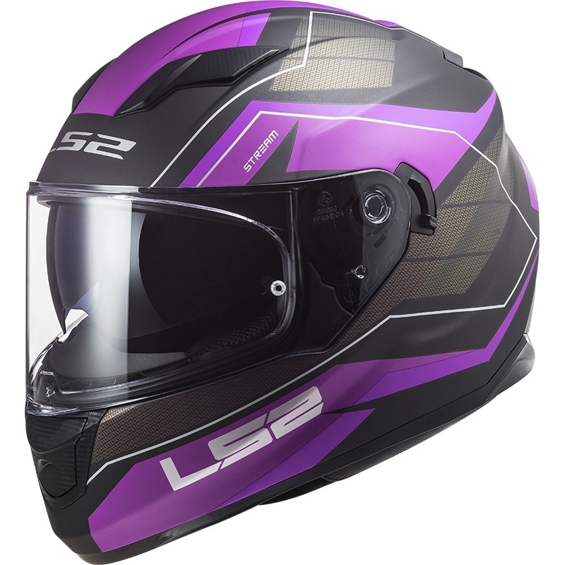 Full Face Motorcycle Helmet Double Visor Ls2 FF320 Stream Evo MERCURY Matt Purple Titanium