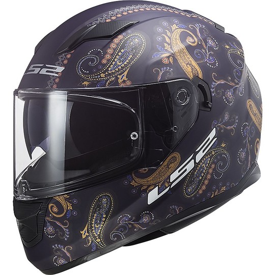 Full Face Motorcycle Helmet Double Visor Ls2 FF320 STREM EVO Pasly Purple Opaque