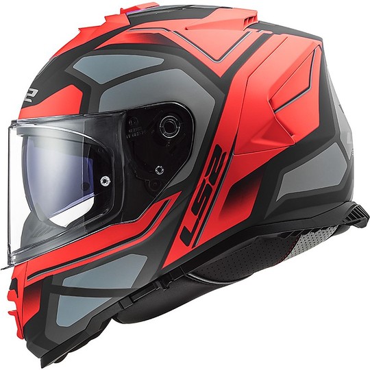 Full Face Motorcycle Helmet Double Visor Ls2 FF800 STORM Faster Red Titanium Matt