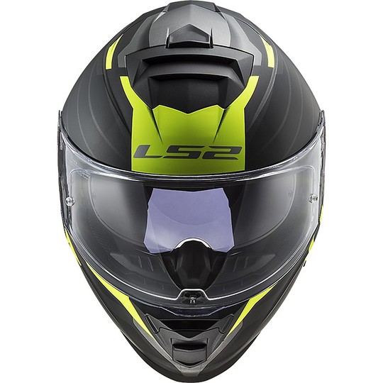 Full Face Motorcycle Helmet Double Visor Ls2 FF800 STORM Nerve Black Yellow Fluo Oapco