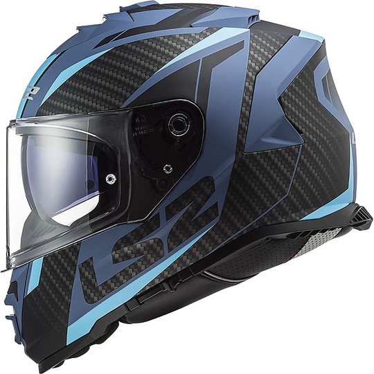 Full Face Motorcycle Helmet Double Visor Ls2 FF800 STORM Racer Blue Matt