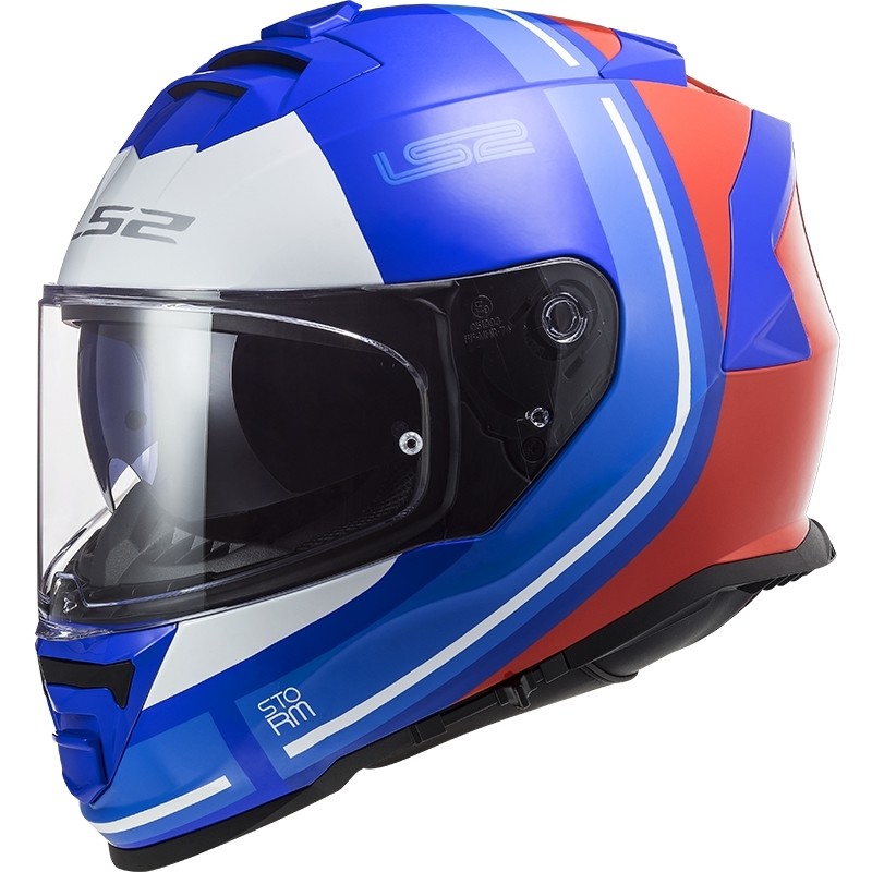 Full Face Motorcycle Helmet Double Visor Ls2 FF800 Storm SLANT Blue Orange Fluo