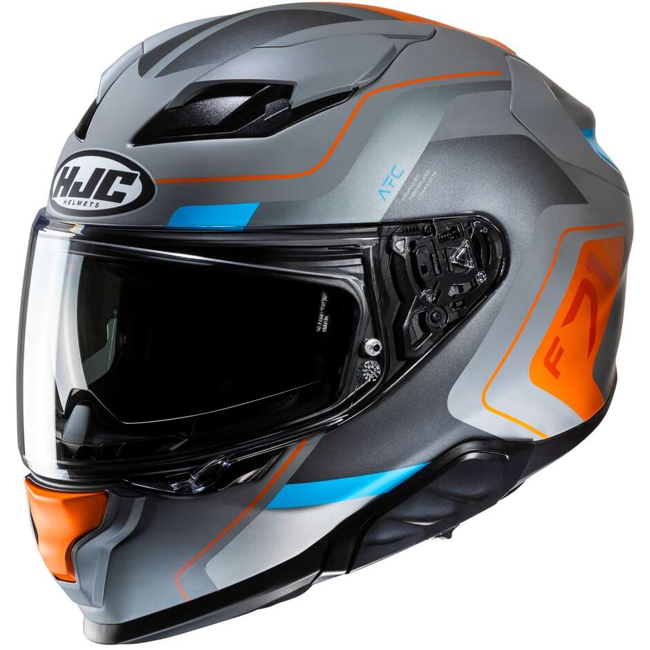 Full Face Motorcycle Helmet Hjc F71 ARCAN MC27SF Matt Gray Orange Light Blue