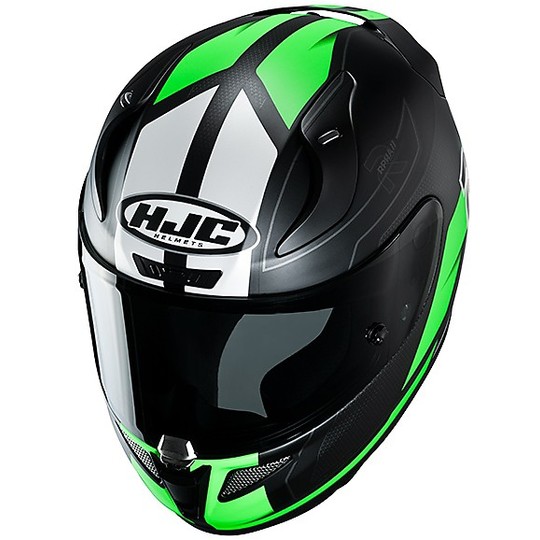 Full Face Motorcycle Helmet HJC Fiber RPHA 11 FESK MC4SF Black Green