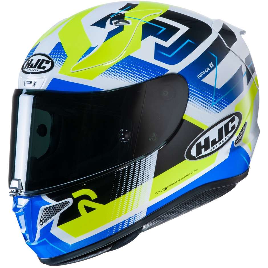 Full Face Motorcycle Helmet HJC Fiber RPHA 11 NECTUS MC24H White Yellow Blue