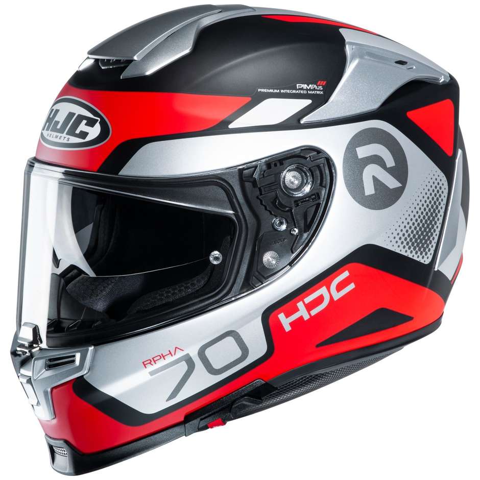 Full Face Motorcycle Helmet HJC Fiber RPHA 70 SHUKY MC1SF White Black Red