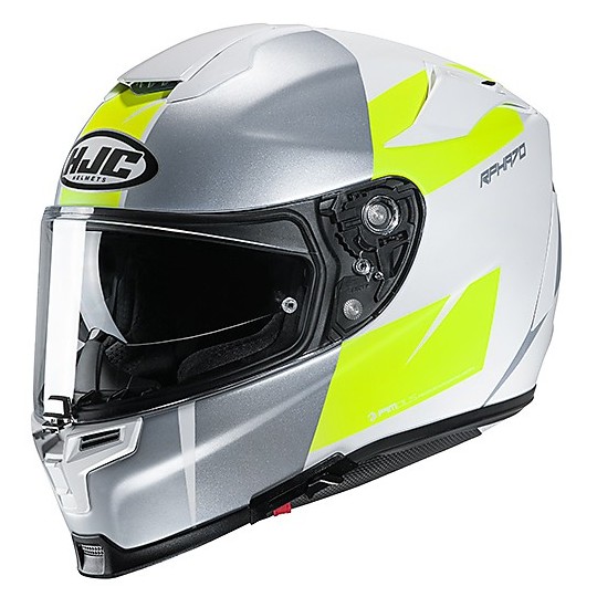 Full Face Motorcycle Helmet HJC Fiber RPHA 70 TERIKA MC4HSF White Yellow Gray