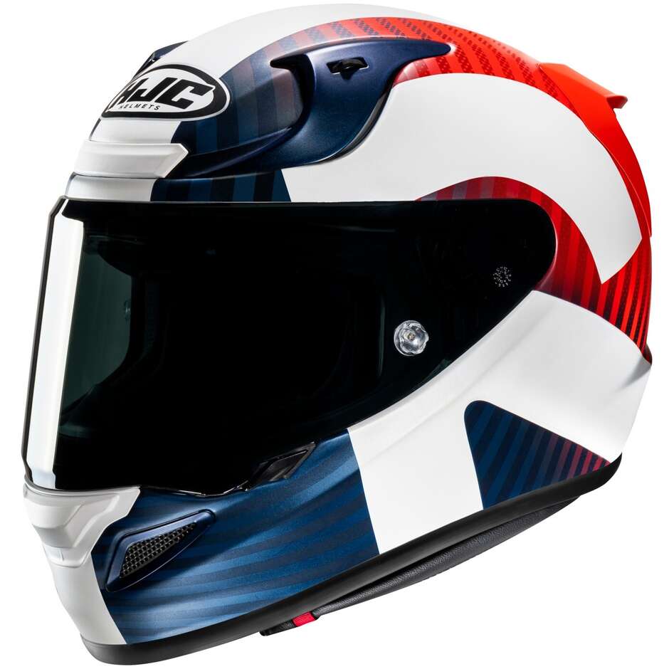Full Face Motorcycle Helmet Hjc RPHA 12 OTTIN MC21SF White Blue Red Matt