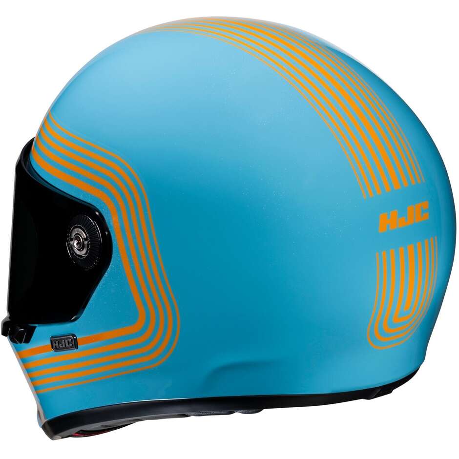 Full Face Motorcycle Helmet Hjc V10 FONI MC27 Light Blue Orange