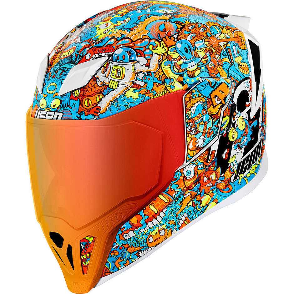 Full face motorcycle helmet Icon AIRFLITE MIPS REDOODLE White