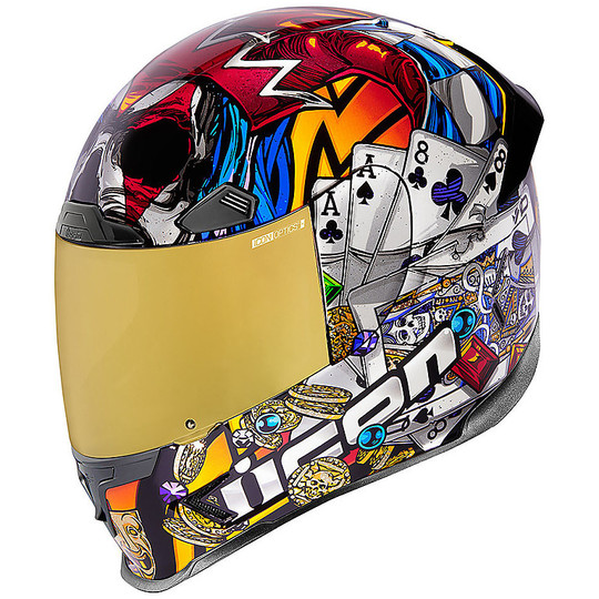 Full Face Motorcycle Helmet Icon AIRFRAME PRO LuckyLid3 Gold