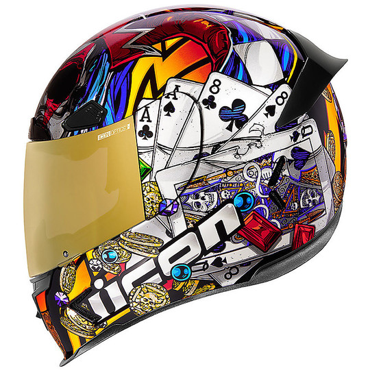 Full Face Motorcycle Helmet Icon AIRFRAME PRO LuckyLid3 Gold