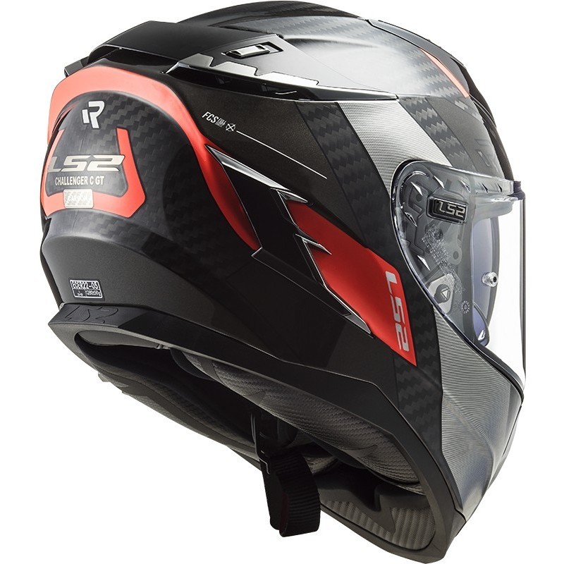 Full Face Motorcycle Helmet In Carbon Ls2 FF327 CHALLENGER C Alloy Titanium Crhome Orange