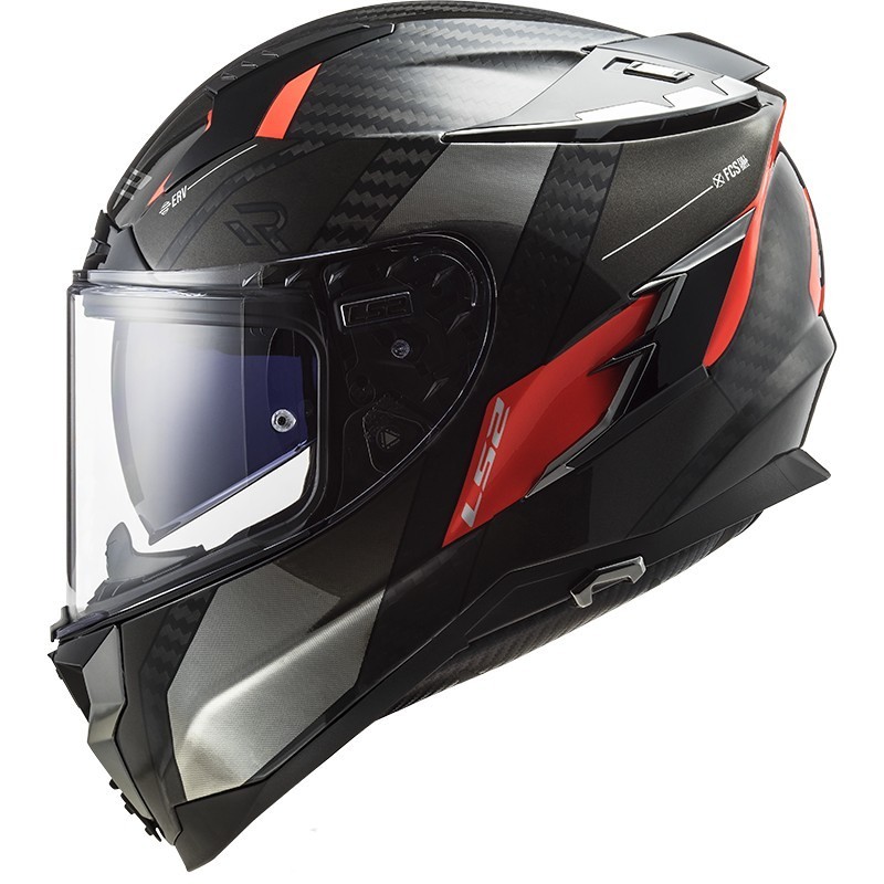 Full Face Motorcycle Helmet In Carbon Ls2 FF327 CHALLENGER C Alloy Titanium Crhome Orange
