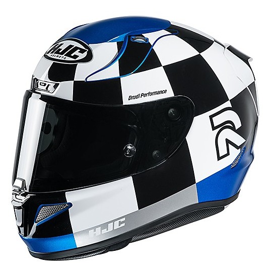 Full Face Motorcycle Helmet in Fiber HJC RPHA 11 MISANO MC2 White Blue Black