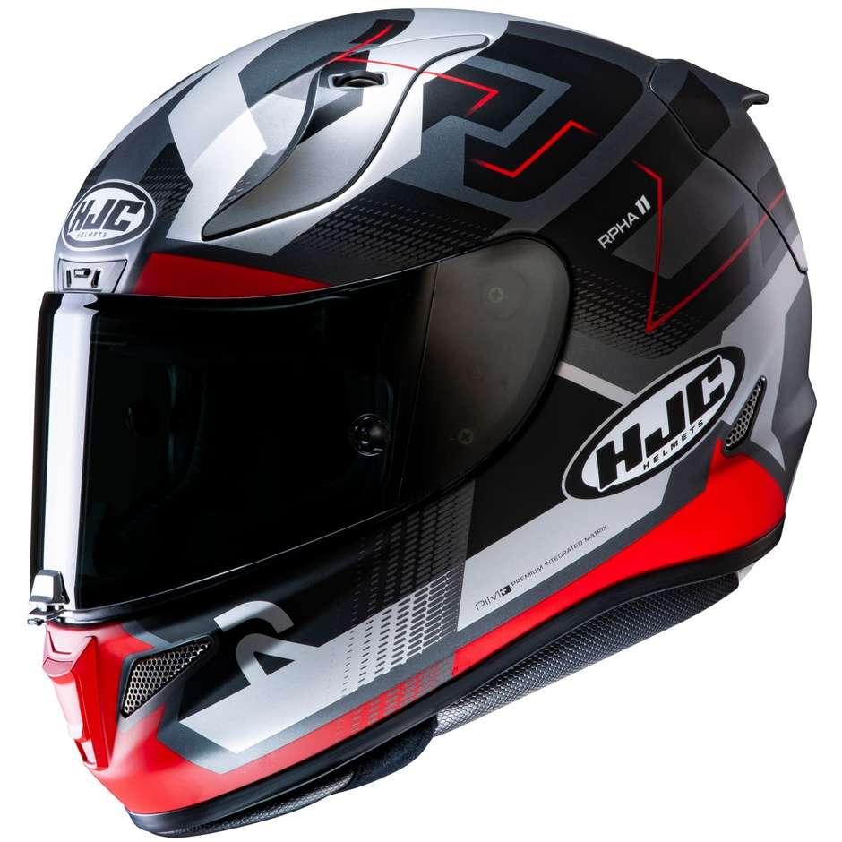 Full Face Motorcycle Helmet in Fiber HJC RPHA 11 NECTUS MC1SF Black White Red