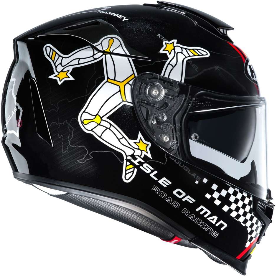 Full Face Motorcycle Helmet In Fiber HJC RPHA 70 ISLE OF MAN MC1 Red White
