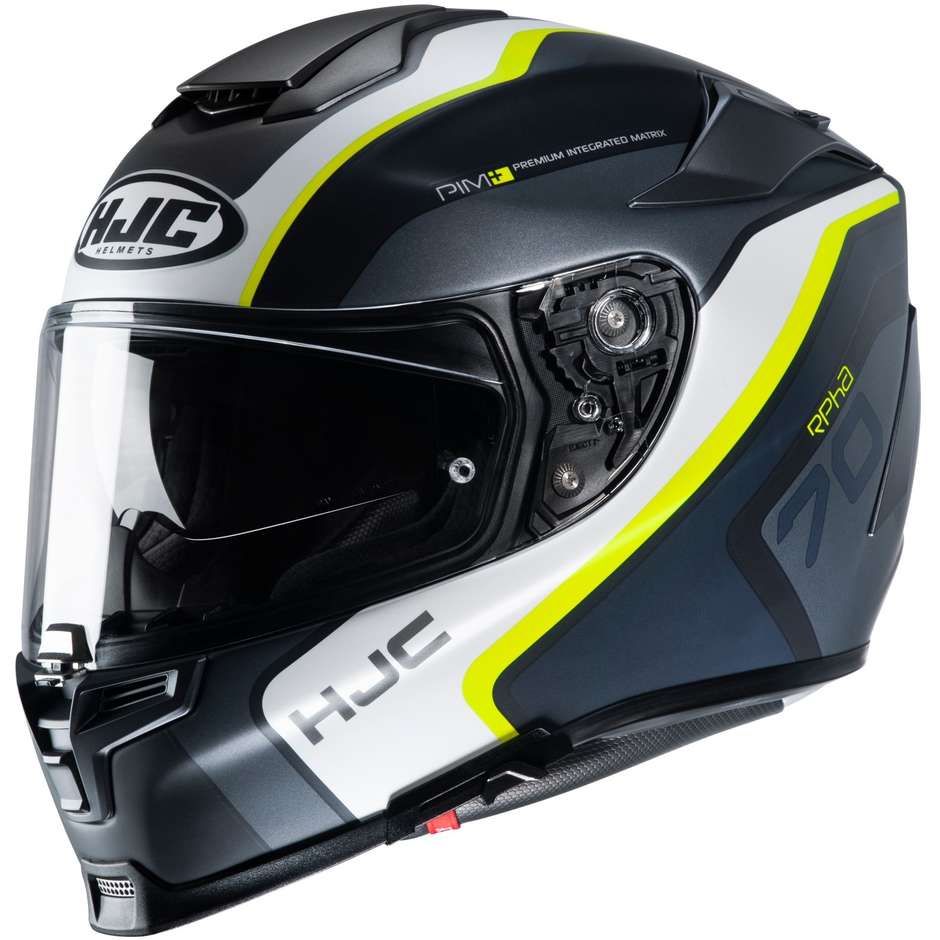 Full Face Motorcycle Helmet In Fiber HJC RPHA 70 KROON MC4HSF Black White Yellow Fluo
