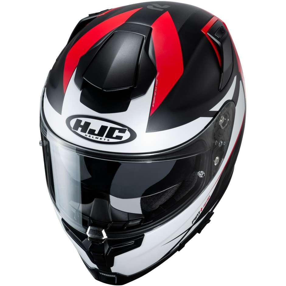 Full Face Motorcycle Helmet in Fiber HJC RPHA 70 SAMPRA MC1SF Black White Red