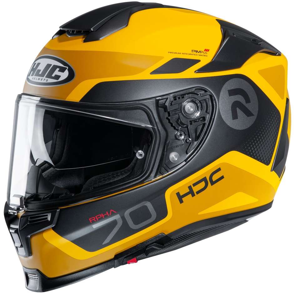 Full Face Motorcycle Helmet in Fiber HJC RPHA 70 SHUKY MC3SF Black Yellow Matt