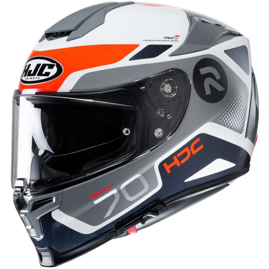Full Face Motorcycle Helmet In Fiber HJC RPHA 70 SHUKY MC6H White Blue Orange