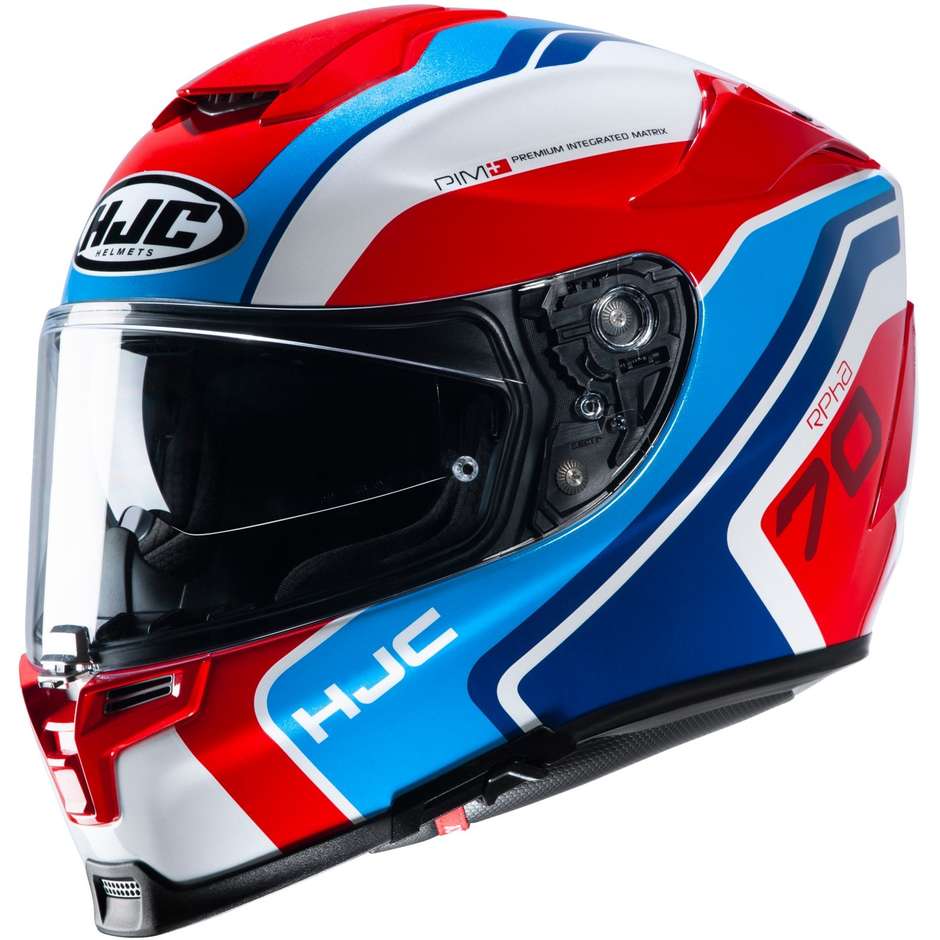 Full Face Motorcycle Helmet In HJC Fiber RPHA 70 KROON MC21 White Blue Red