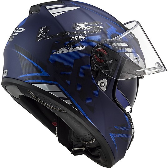 Full Face Motorcycle Helmet In HPFC Ls2 FF397 VECTOR EVO Blue Matt Stencil