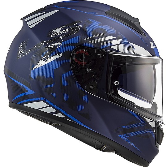 Full Face Motorcycle Helmet In HPFC Ls2 FF397 VECTOR EVO Blue Matt Stencil