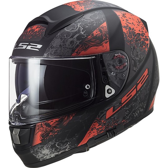 Full Face Motorcycle Helmet In HPFC Ls2 FF397 VECTOR EVO Swipe Black Red Matt