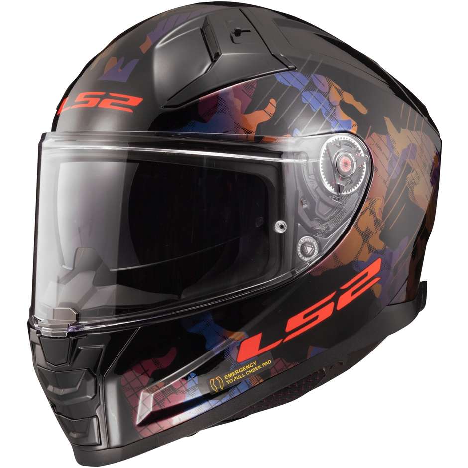 Full Face Motorcycle Helmet In HPFC Ls2 FF811 VECTOR II KAMO Black Blue Glossy