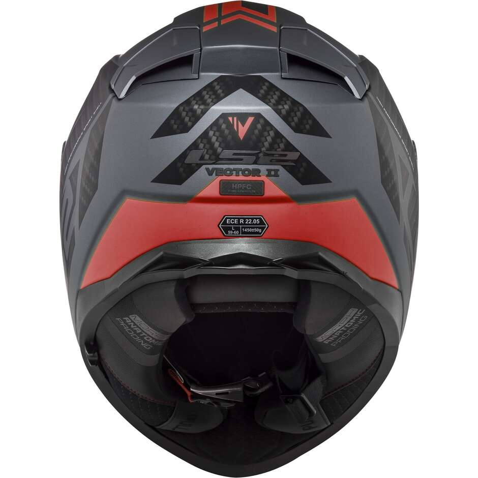 Full Face Motorcycle Helmet In HPFC Ls2 FF811 VECTOR II Splitter Matt Titanium Red