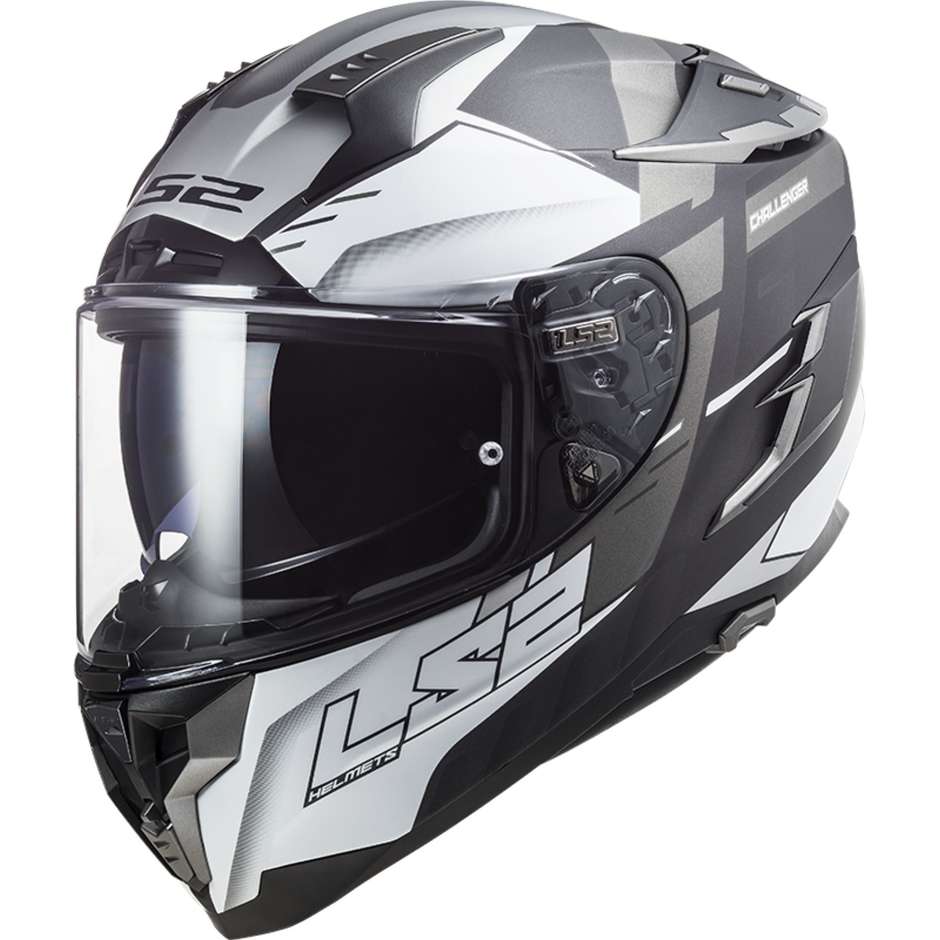 Full Face Motorcycle Helmet In HPFC Touring Ls2 FF327 Challenger ALLERT Matt Titanium Silver