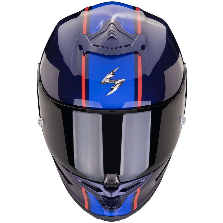 Full Face Motorcycle Helmet in Scorpion Fiber EXO-R1 EVO AIR FC BARCELONA Blue
